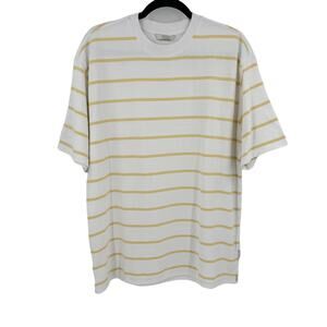 AYR Mens The Capital T Heavyweight Tee T-Shirt in Yellow Abroad Stripe Butter M
